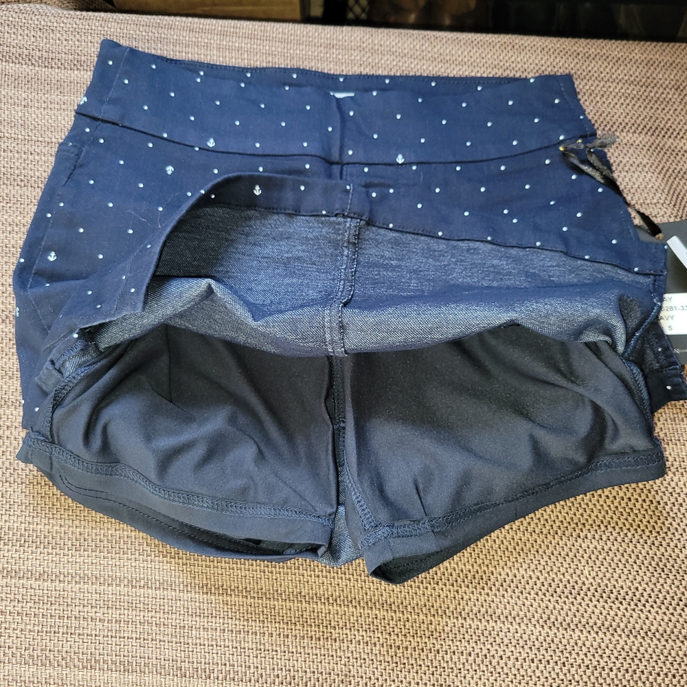 Skort Navy Blue Polka Dot  Size 5 Pull-on With Back Pockets